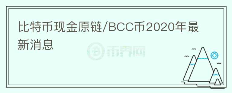 比特币现金原链/BCC币2020年最新消息