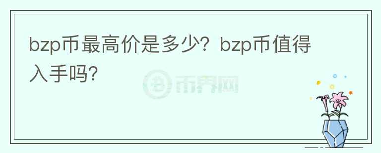 bzp币最高价是多少？bzp币值得入手吗？图标